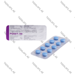Poxet 60mg Dapoxetine tablets and blister packaging on white background