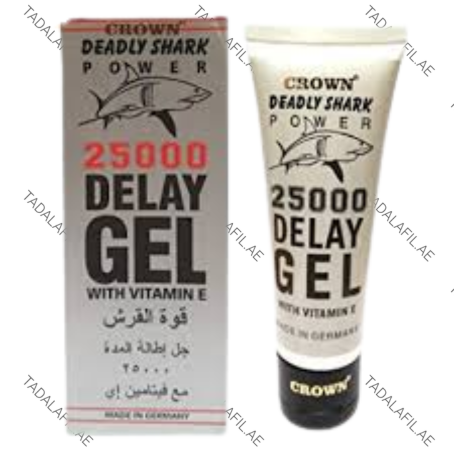 Shark Delay Gel 25000 tube and packaging box on white background