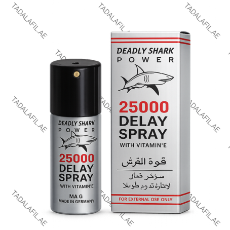 Shark Delay Spray 25000 bottle and packaging box on white background