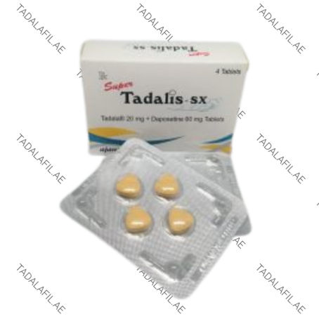 Super Tadalis SX tablets blister pack and product box on white background