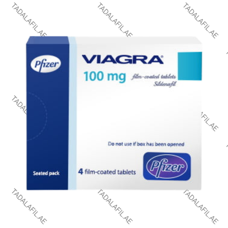 Viagra 100mg film-coated tablets packaging box on white background