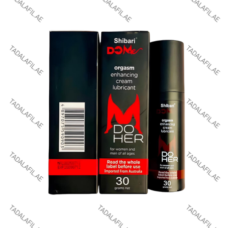 Orgasm Enhancing Cream Lubricant bottle and packaging on white background
