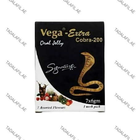 Vega Extra Cobra 200mg oral jelly product image on keyboard background