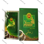 Viamax Power Sexy Coffee sachet and green box packaging with coffee beans, coffee cup image, and premium male branding.